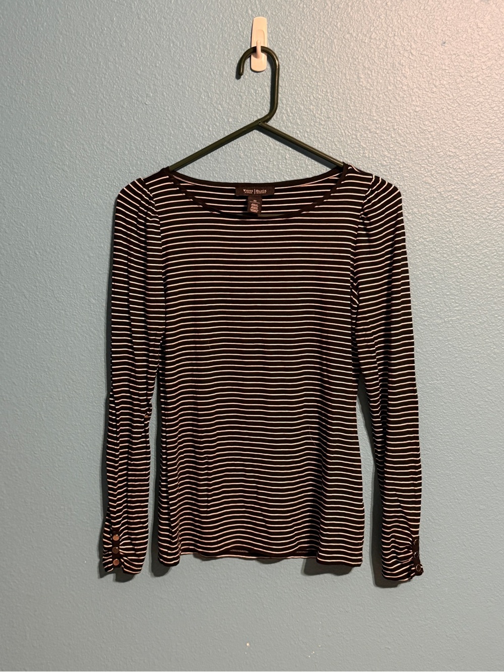 White House Black Market Black & White Striped Long Sleeve Top